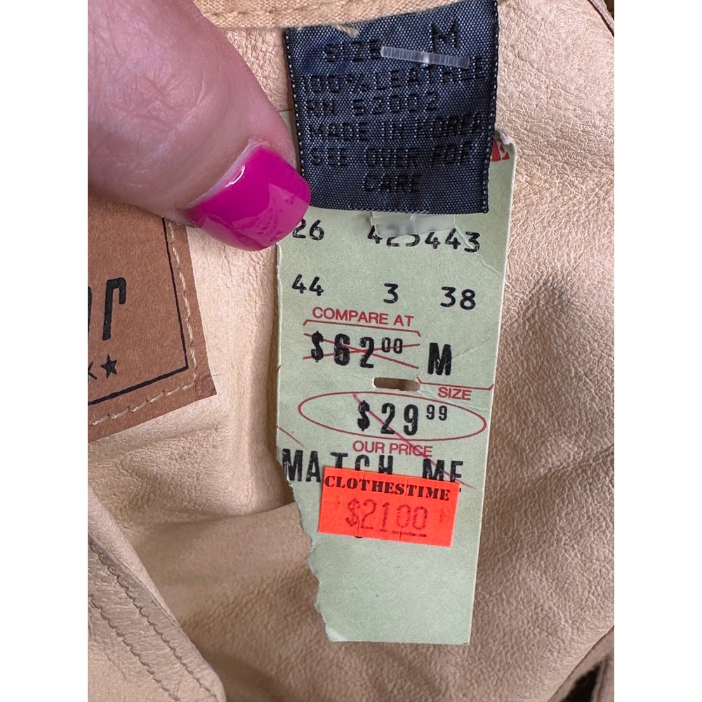 Liz Claiborne Lizwear Vest Medium Tan Suede Leather Vintage 90s Boho Western NEW - Picture 7 of 10